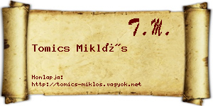 Tomics Miklós névjegykártya