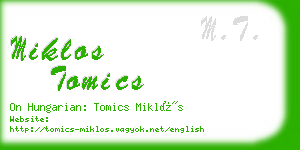 miklos tomics business card